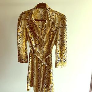 Yellow Snake skin silk dress